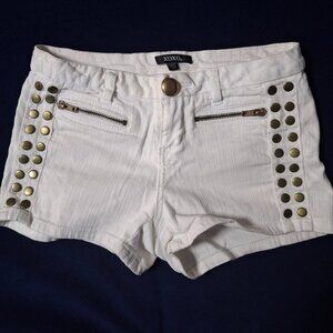 Gold Detail XOXO White Jean shorts